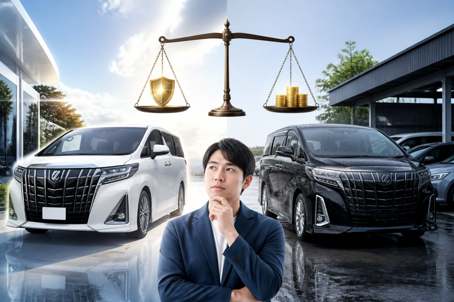 結論から言うと、購入価格の安さなら「中古車」、トータルの安心感とリセールなら「新車」がお得です!